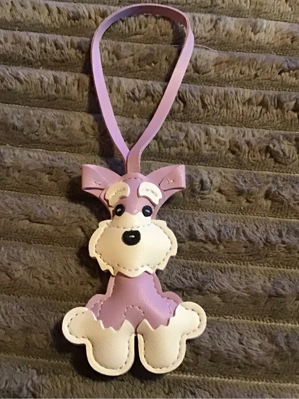 Lavender Dog-Shaped Leather  Tag Holder